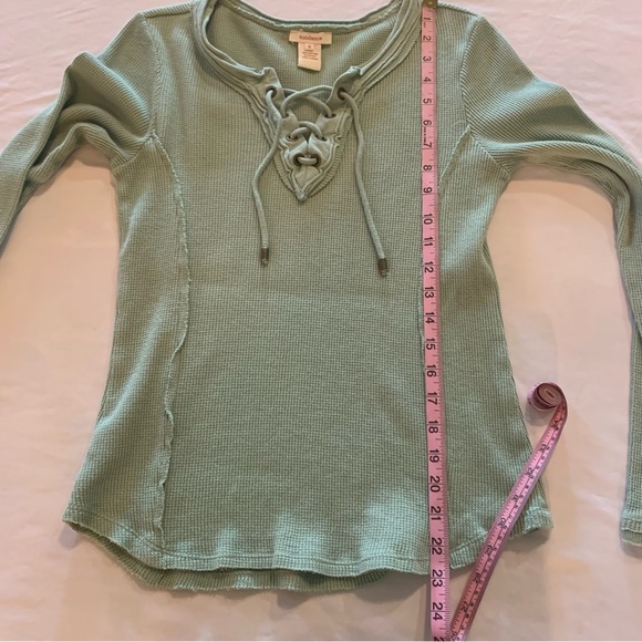 Sundance Sage Green Thermal Lace Up Long Sleeve Top Size Small - Picture 6 of 8